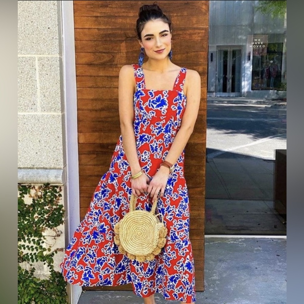 Hunter Bell Red White and Blue Floral Sleeveless Maxi Dress - medium - Picture 2 of 7